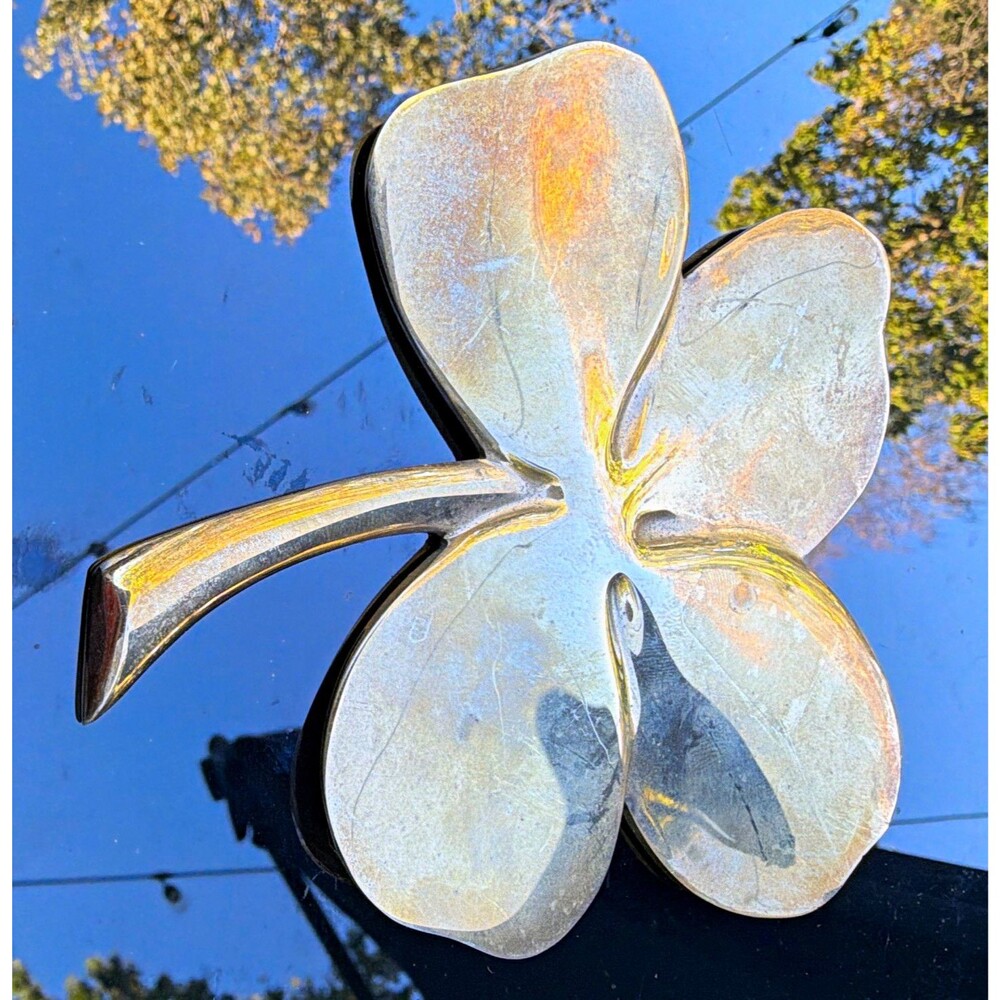 Vintage Gerity G48 Four Leaf Clover Shamrock Paperweight Engraved Gold 4 Leaf